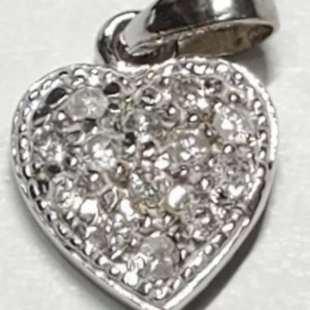 Genuine Silver Cubic Zirconia Heart Shaped Pendant